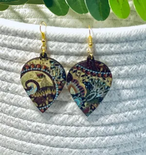 Vintage Distressed Wooden Earrings