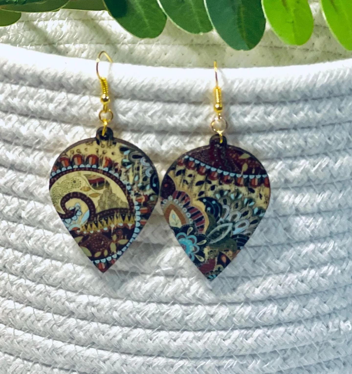 Vintage Distressed Wooden Earrings