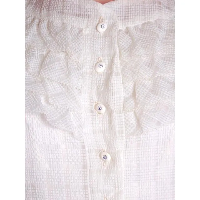 Vintage Dress 1950s White Nylon Full Skirted  36-26-Free