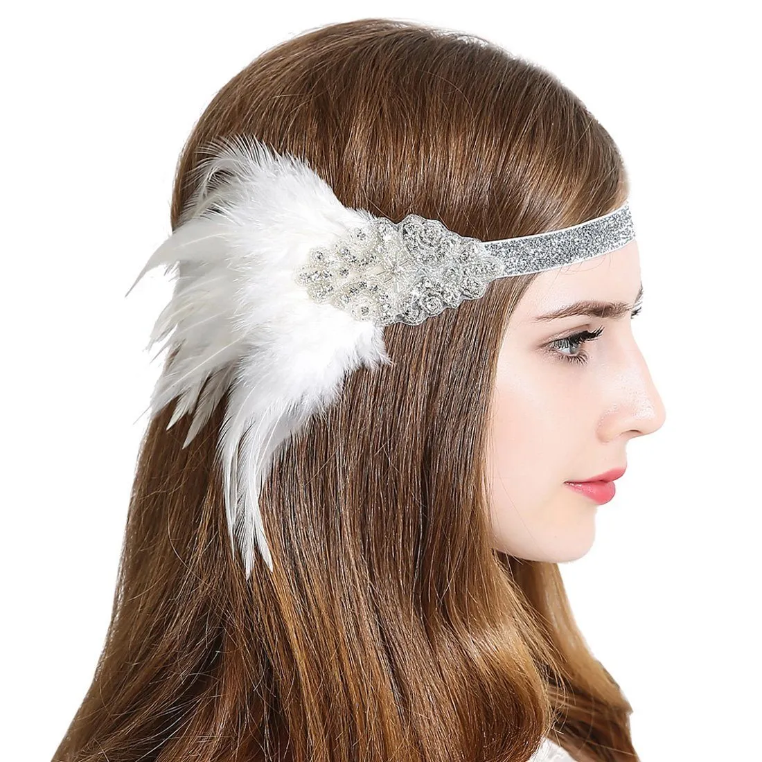 Vintage Flapper Headband 1920s Gatsby Feather Fascinators|JaosWish