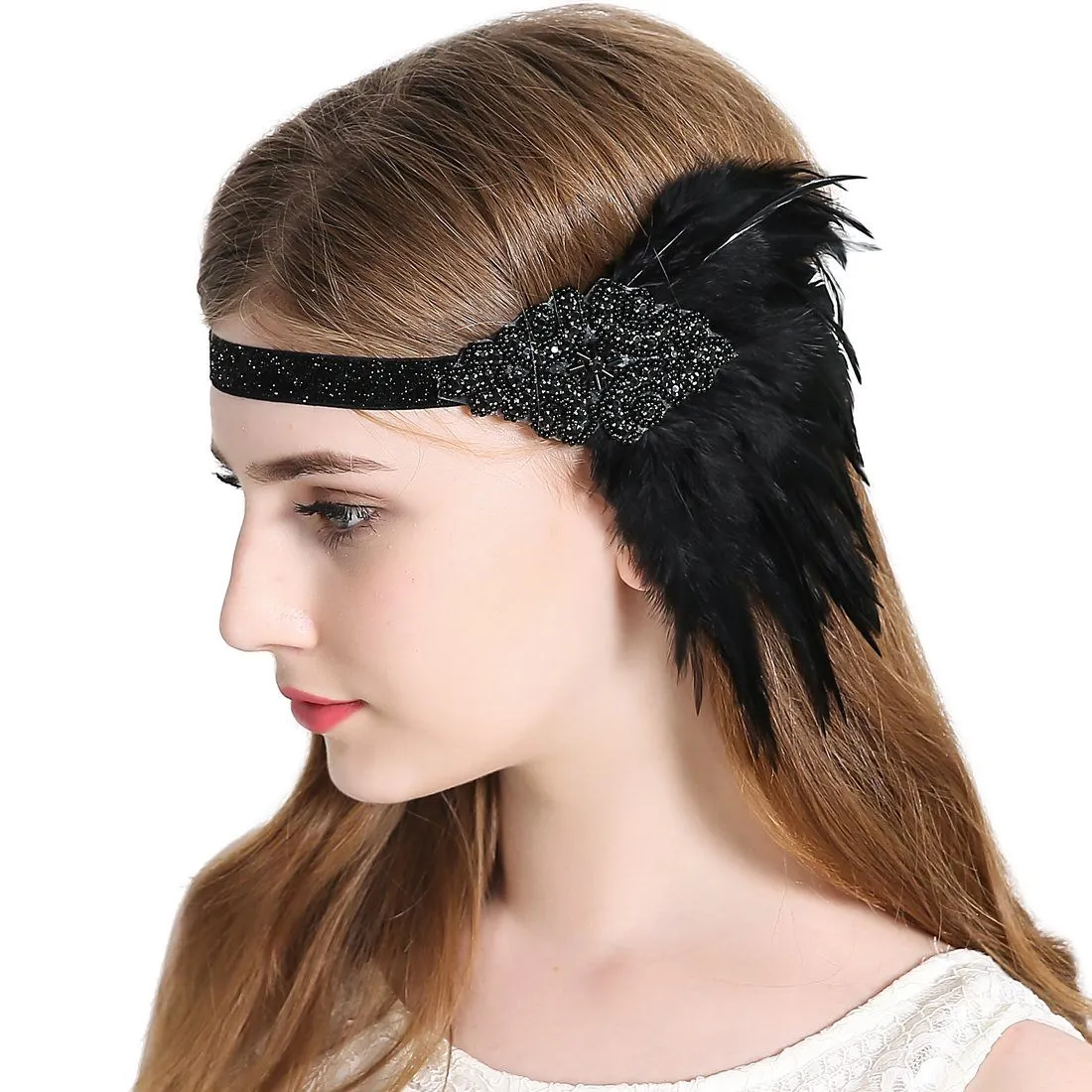 Vintage Flapper Headband 1920s Gatsby Feather Fascinators|JaosWish