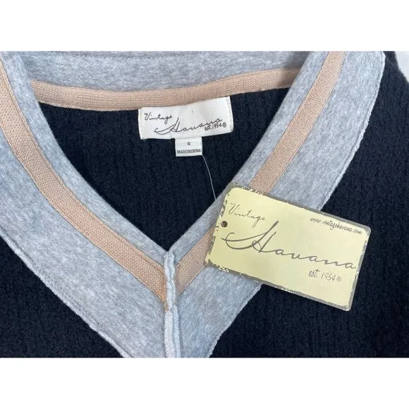 Vintage Hauana Women’s Black V Neck Sweater Sz S - NWT