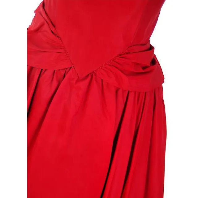 Vintage Lipstick Red Taffeta Party Gown 1950s R & K Originals 38-28-Free