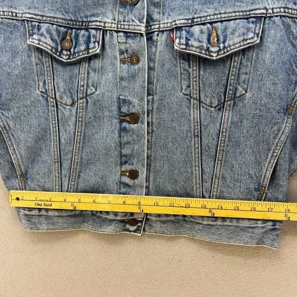 VTG Levi's Authentic Denim Jacket Vest Women's Size M Trucker Biker Moto Preppy