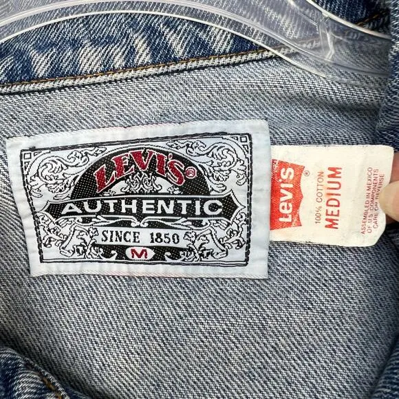 VTG Levi's Authentic Denim Jacket Vest Women's Size M Trucker Biker Moto Preppy