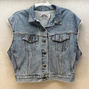 VTG Levi's Authentic Denim Jacket Vest Women's Size M Trucker Biker Moto Preppy