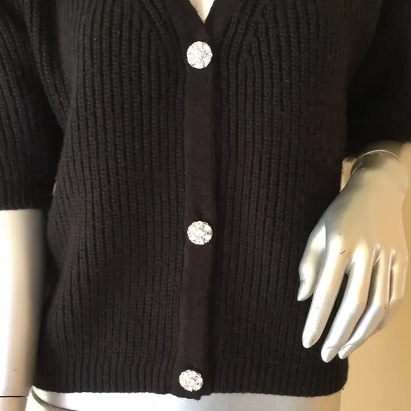WHBM | Embellished Button Puff Sleeve Cardigan Sweater