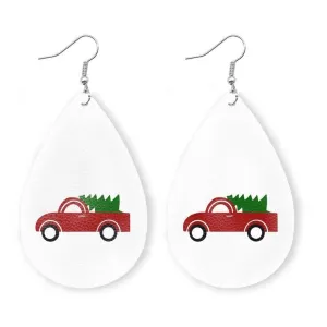 White Polystyrene & Silver-Plated Holiday Goods Car Drop Earrings