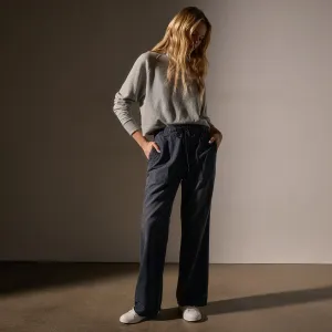 Wide Leg Pull On Denim Pant - Black Enzyme