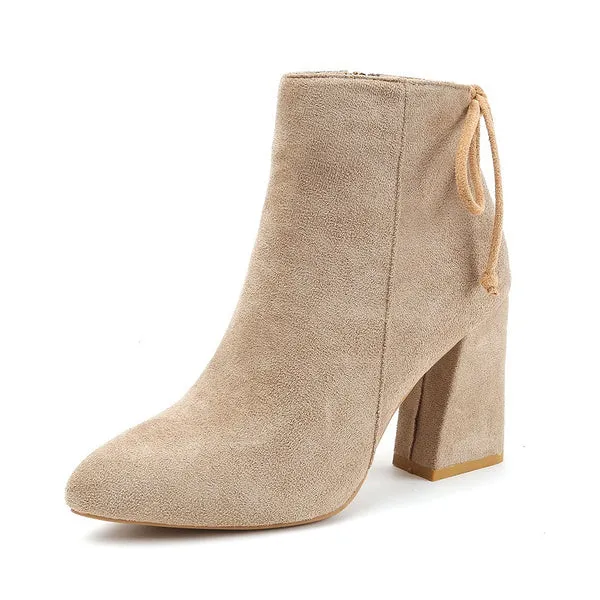 Winter Boots Short Boots Suede Ankle Boots Thick Heel Boots Solid Color Shoes Pump Boot