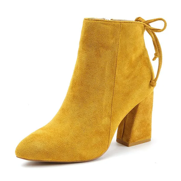 Winter Boots Short Boots Suede Ankle Boots Thick Heel Boots Solid Color Shoes Pump Boot