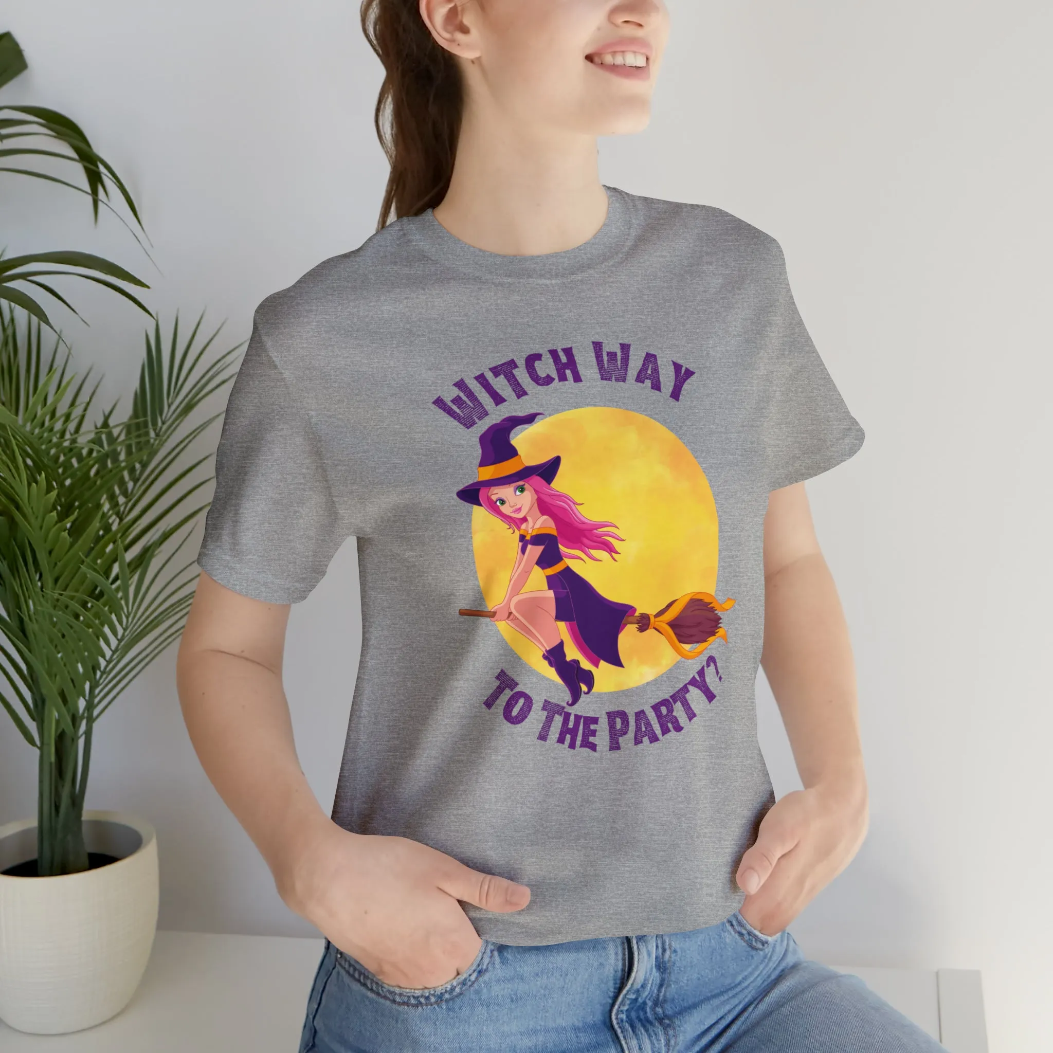 Witch Way to the Party Halloween T-Shirt | Spooky Witchy Tee |  Bella Canvas 3001Unisex | Funny Short Sleeve Tshirt