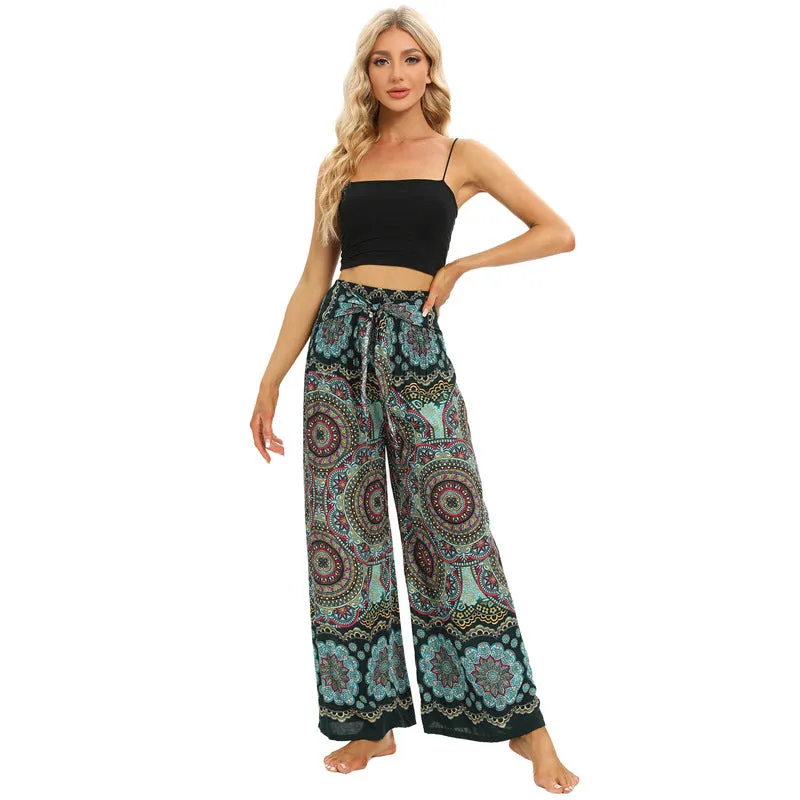 Women Loose Pant - Dark Retro Flower Pant for Spring Summer Fall New Rayon
