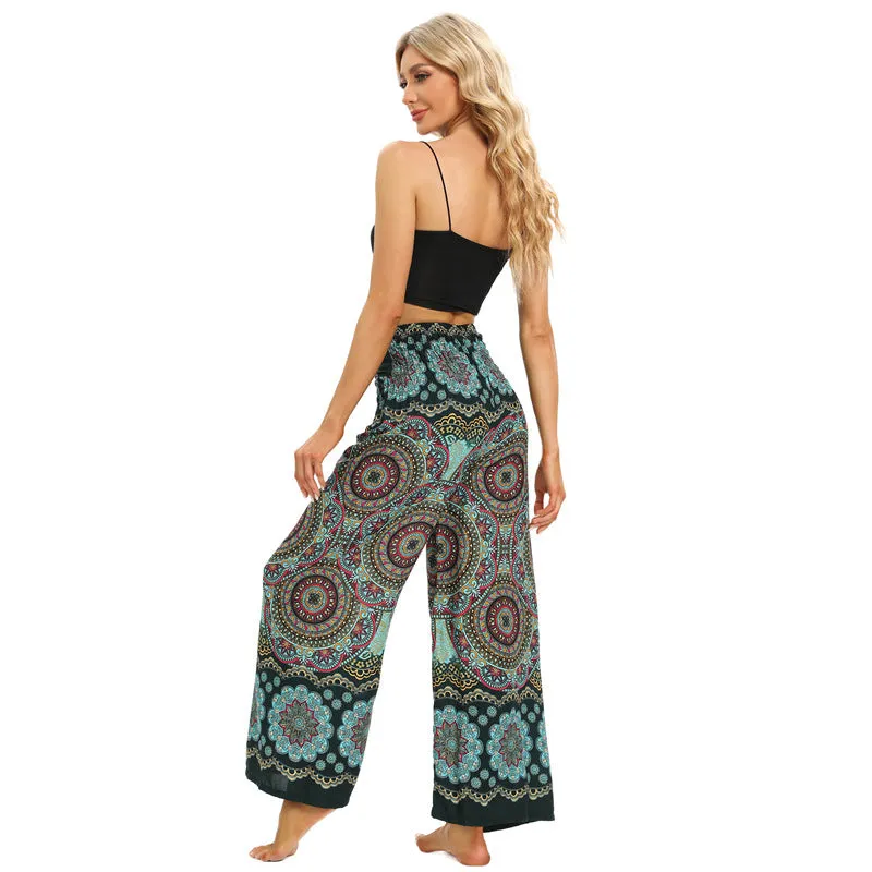 Women Loose Pant - Dark Retro Flower Pant for Spring Summer Fall New Rayon