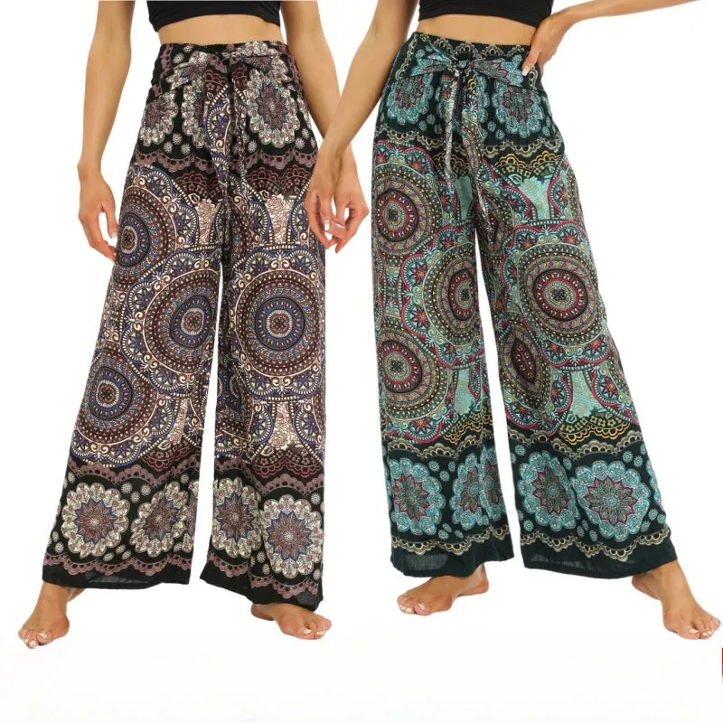 Women Loose Pant - Dark Retro Flower Pant for Spring Summer Fall New Rayon