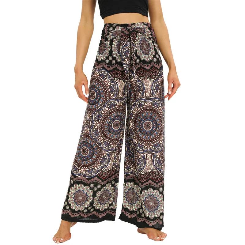 Women Loose Pant - Dark Retro Flower Pant for Spring Summer Fall New Rayon