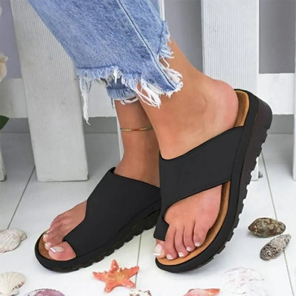 Women slippers Flat Sole Casual Soft Big Toe Foot  Sandal