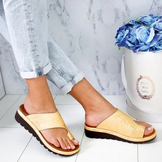 Women slippers Flat Sole Casual Soft Big Toe Foot  Sandal