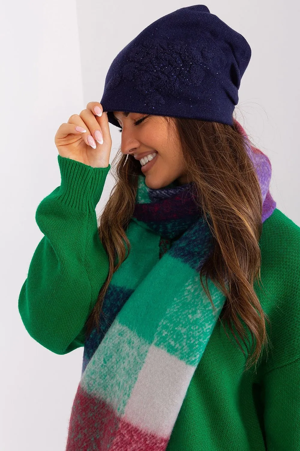 Women's beanie hat with cashmere