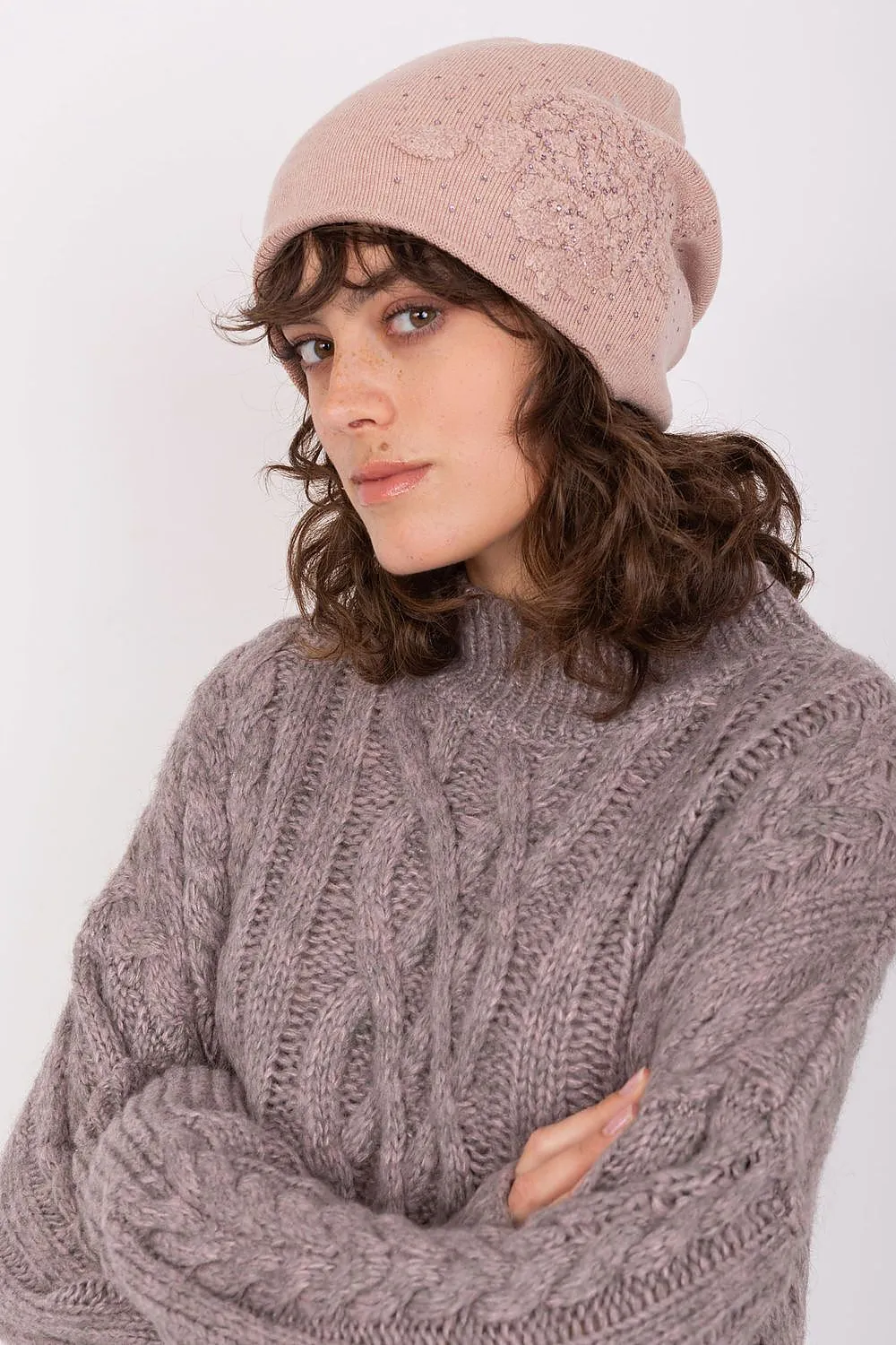 Women's beanie hat with cashmere
