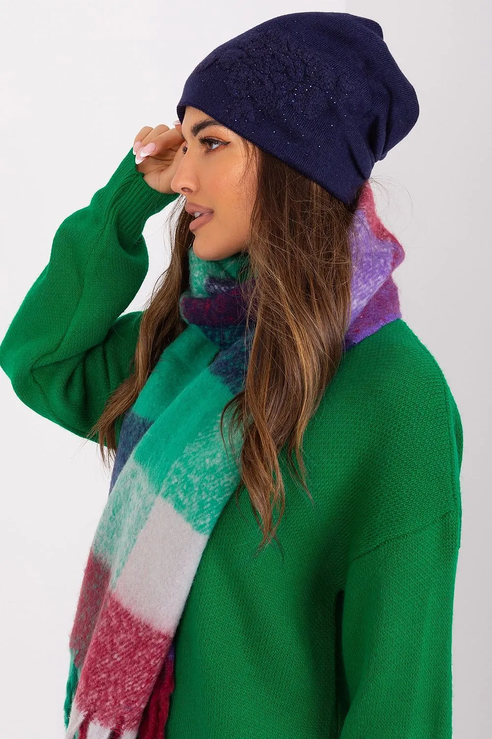 Women's beanie hat with cashmere