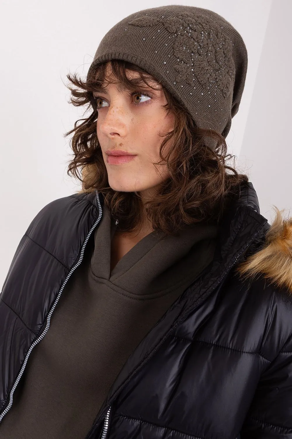 Women's beanie hat with cashmere
