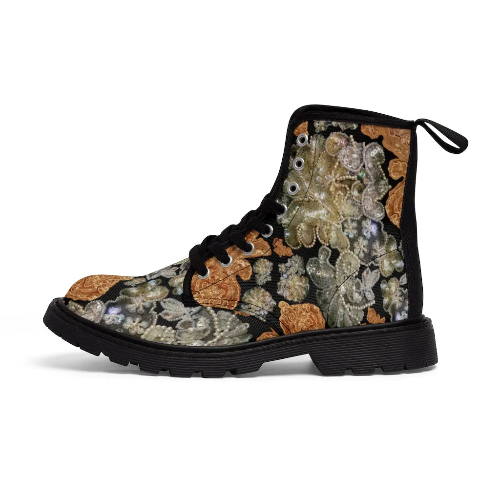 Women's Canvas Boots 'Nude Embroidery'