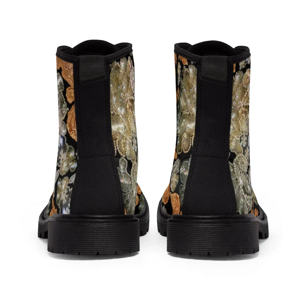 Women's Canvas Boots 'Nude Embroidery'