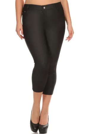 Women's Capri Stretchy Cotton-Blend Jeggings with 5 Pockets- Regular and Plus