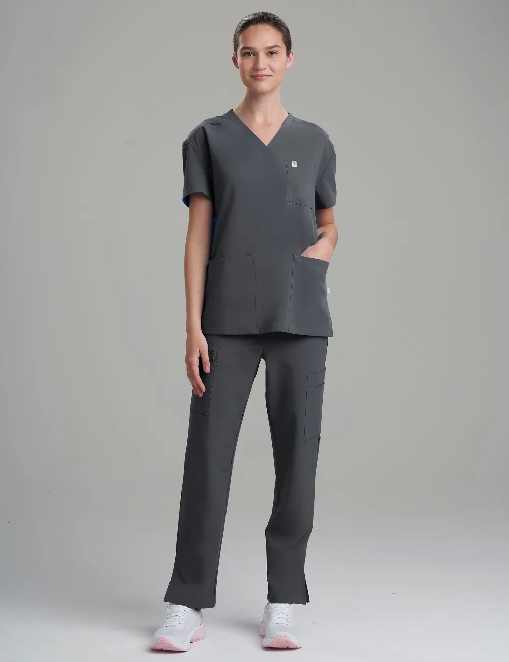 Womens Classic Scrub Top - Pewter