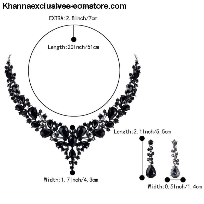 Women's Cluster Flower Austrian Crystal Wedding Necklace Earrings Jewelry Set Party Collier