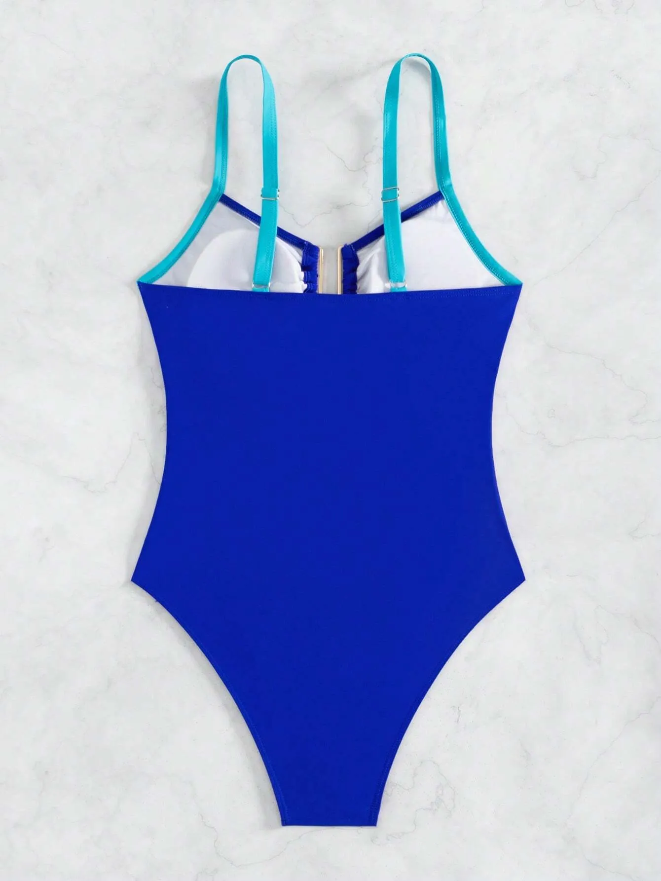 Women’s Color-Block Hollow Out Casual One-Piece Swimsuit With Straps
