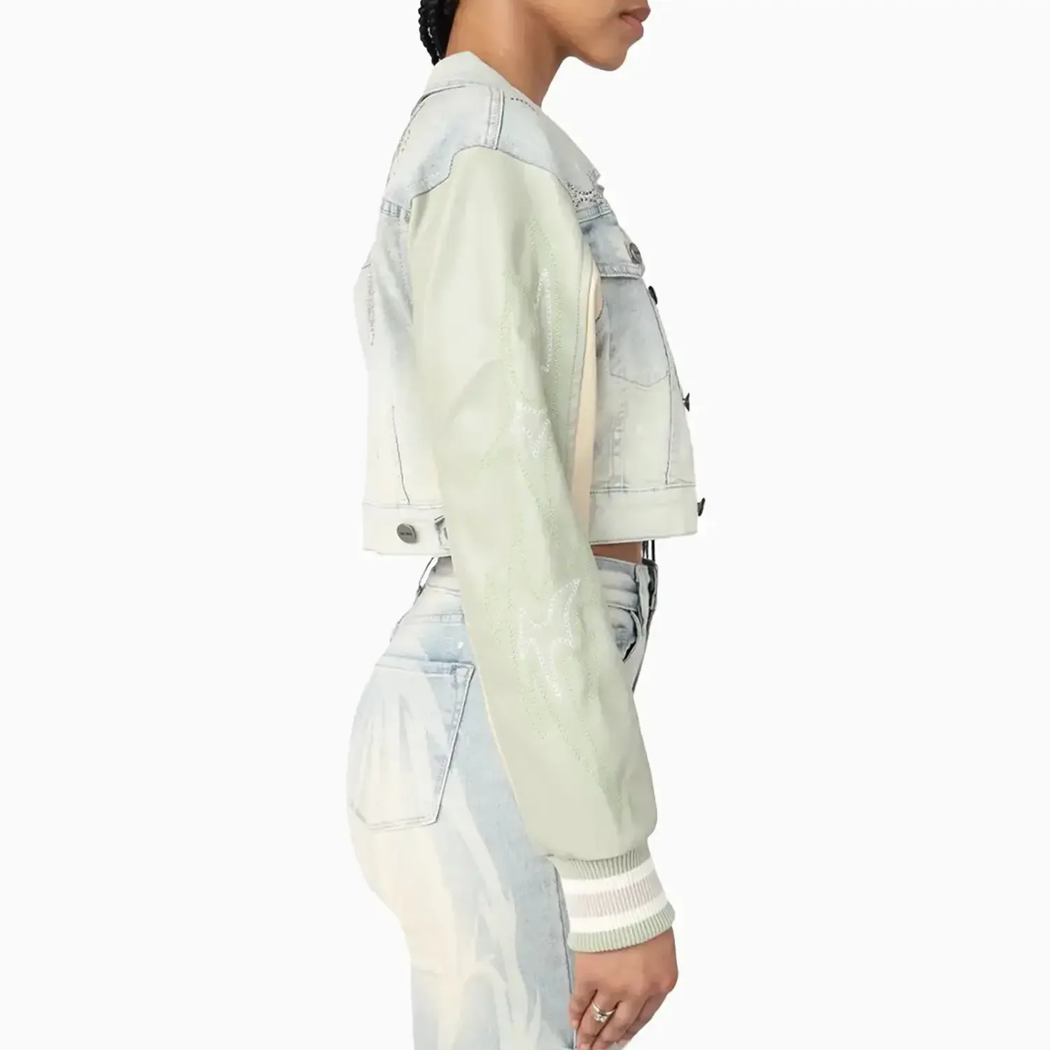 Women's Cropped Rhinestone Jean Outfit