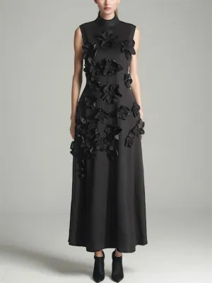 Women's Elegant 3D Flower Applique Maxi Dresses