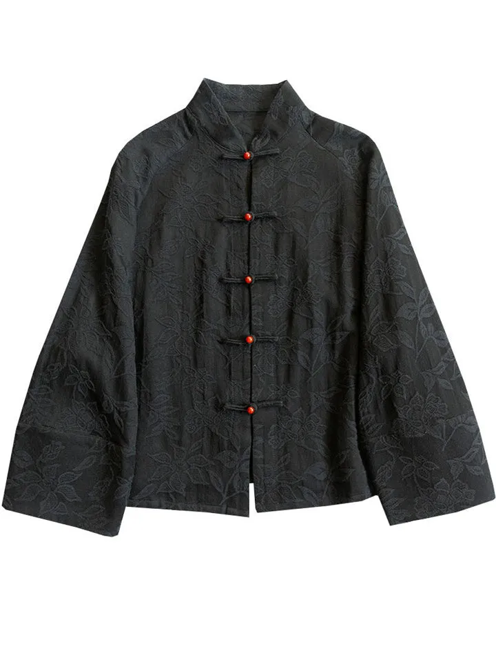 Women's Elegant Stand Collar Mandarin Button Tang Suit Shirt