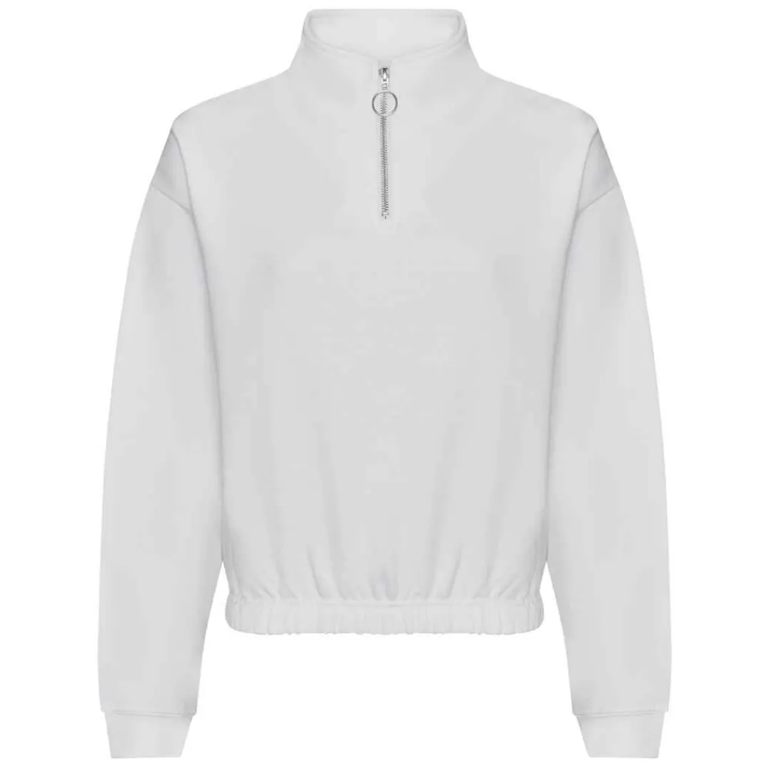 Women's Half Zip Cropped Sweatshirt - White
