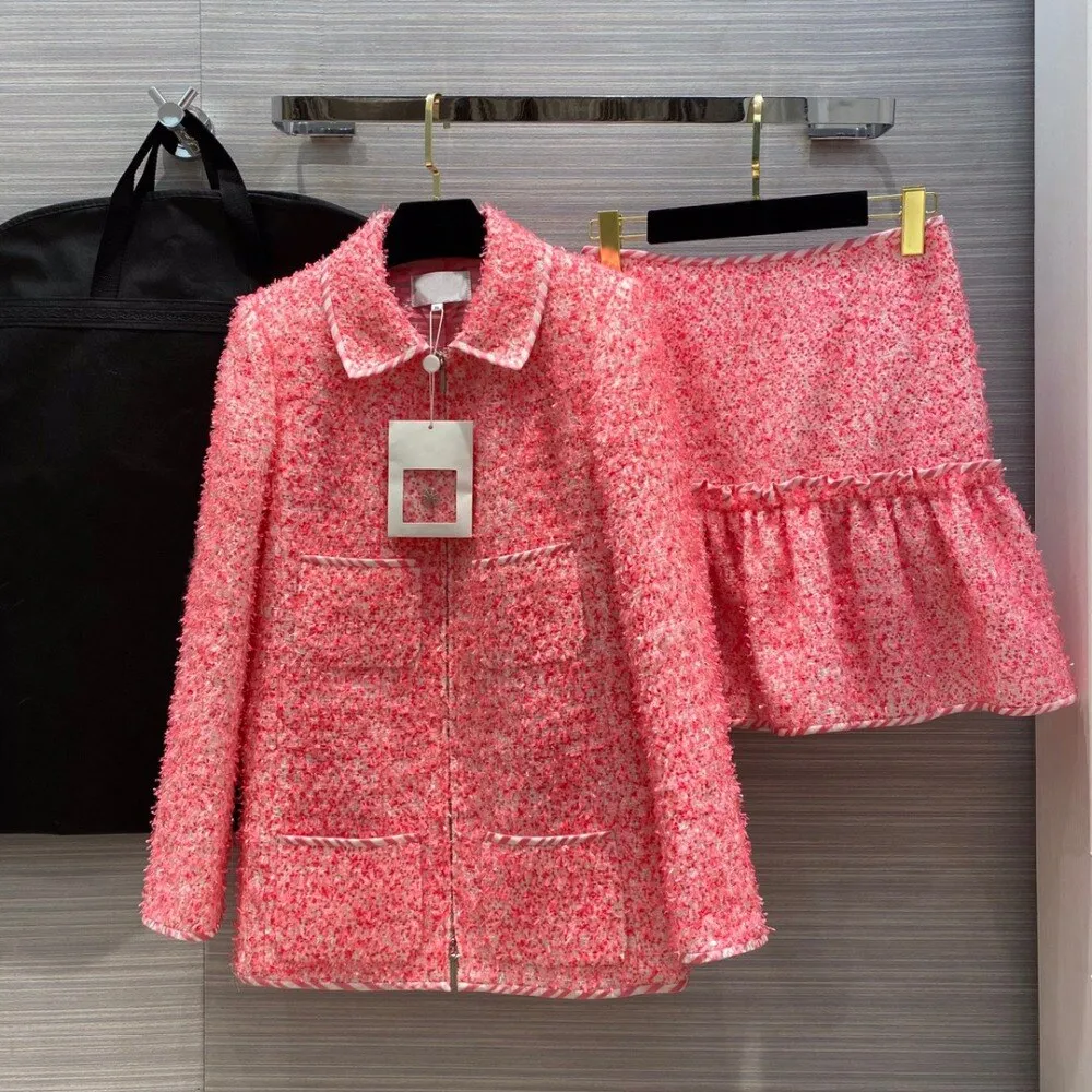 women's High quality Elegant tweed coat