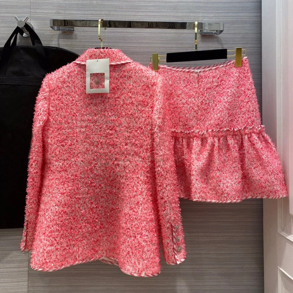 women's High quality Elegant tweed coat