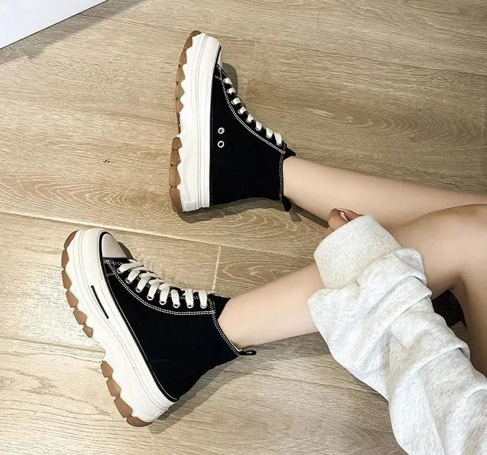 Women's High-Top Canvas Platform Sneakers