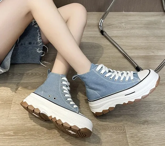 Women's High-Top Canvas Platform Sneakers