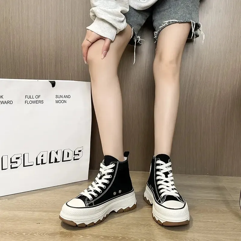 Women's High-Top Canvas Platform Sneakers