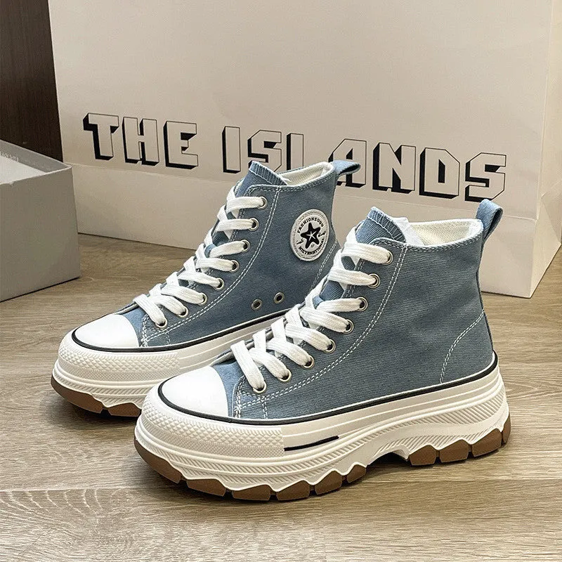 Women's High-Top Canvas Platform Sneakers