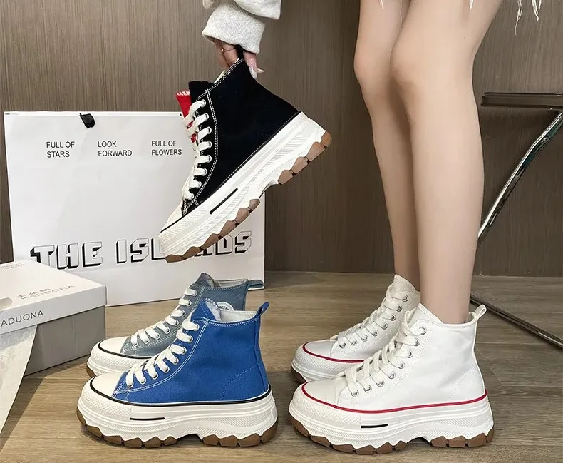 Women's High-Top Canvas Platform Sneakers
