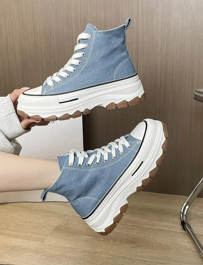 Women's High-Top Canvas Platform Sneakers