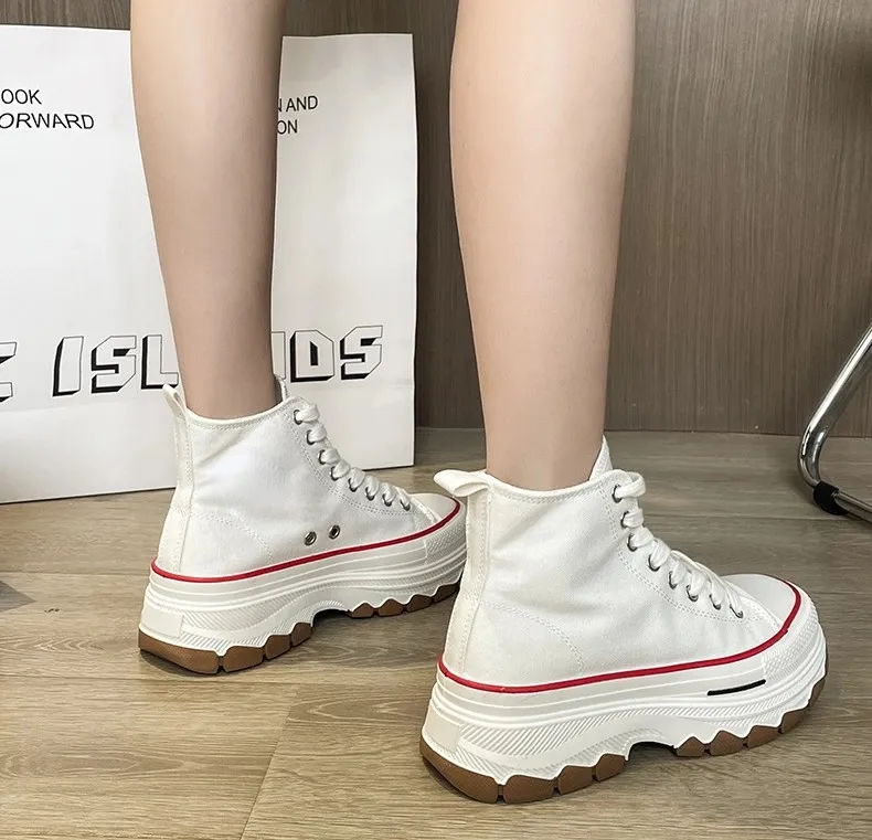 Women's High-Top Canvas Platform Sneakers