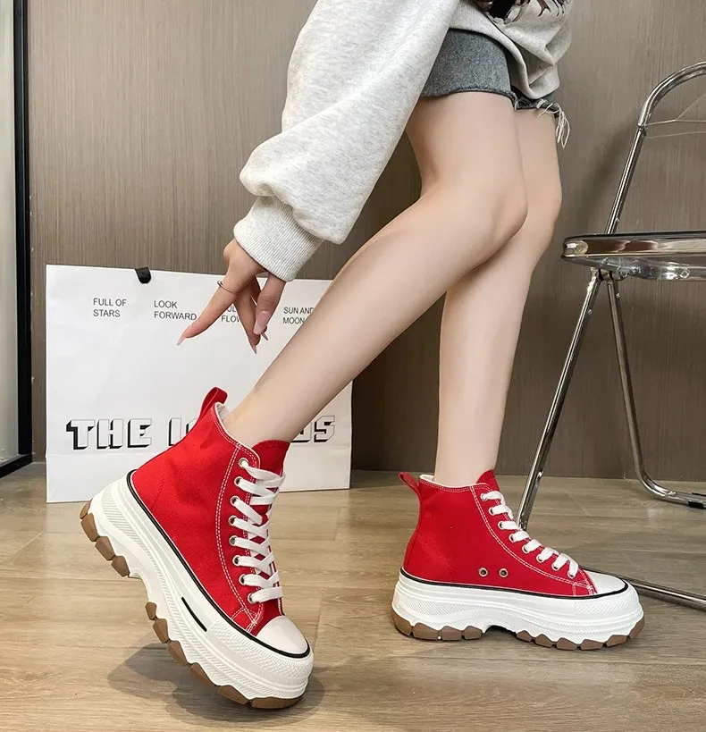 Women's High-Top Canvas Platform Sneakers