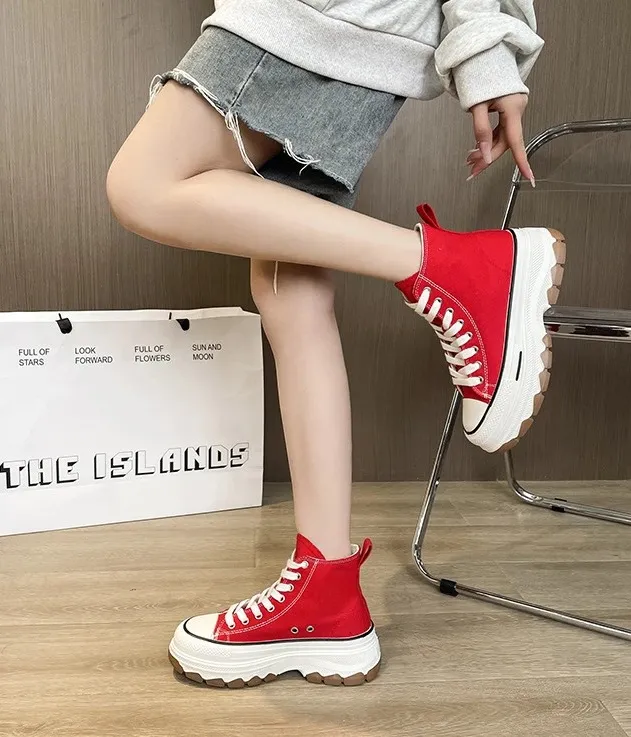 Women's High-Top Canvas Platform Sneakers