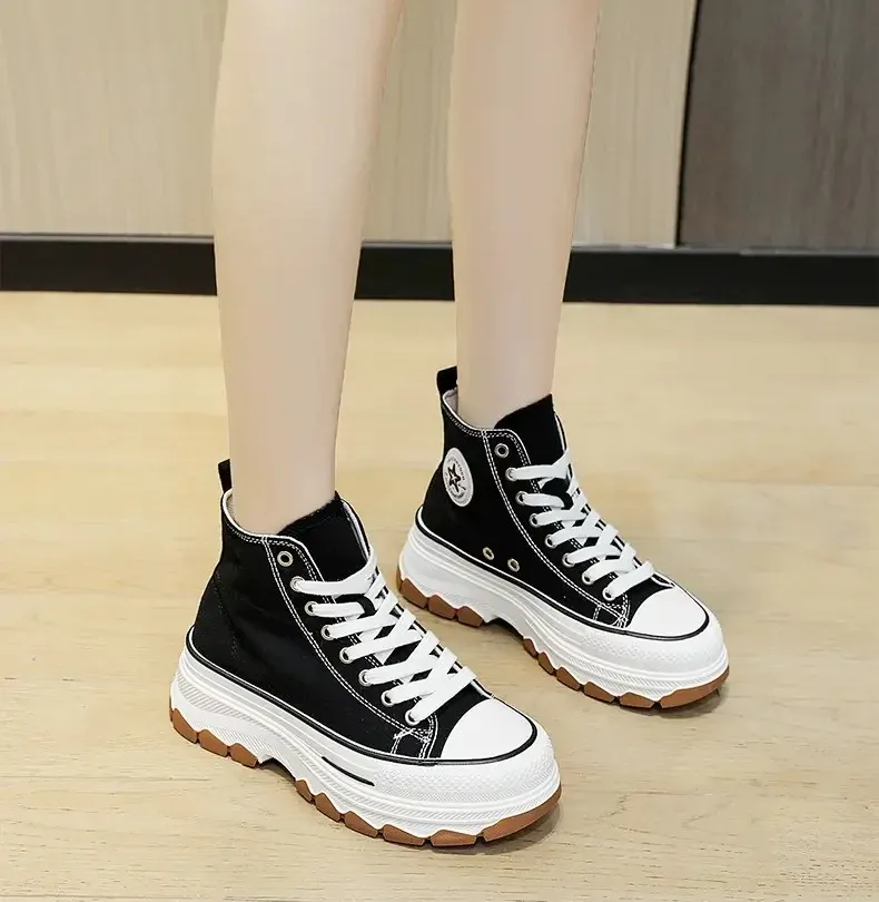 Women's High-Top Canvas Platform Sneakers