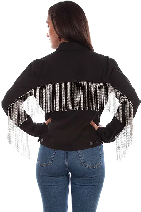 Women's Honey Creek Jacket Collection: Black Denim Rhinestone Fringe