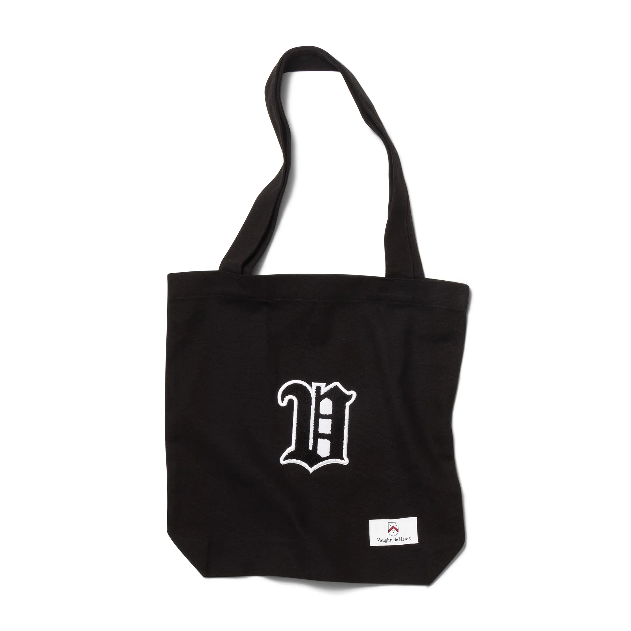 Women's - House of V - Black Varsity Chenille Patch Heavyweight Canvas Tote Bag